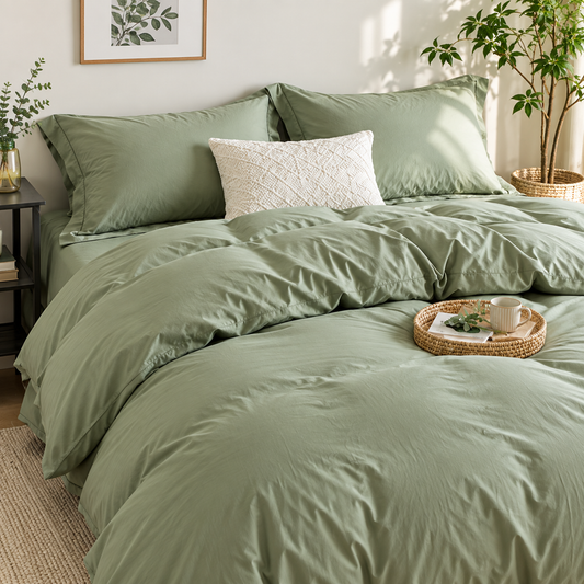 Sage Green Solid Color Bedding Set