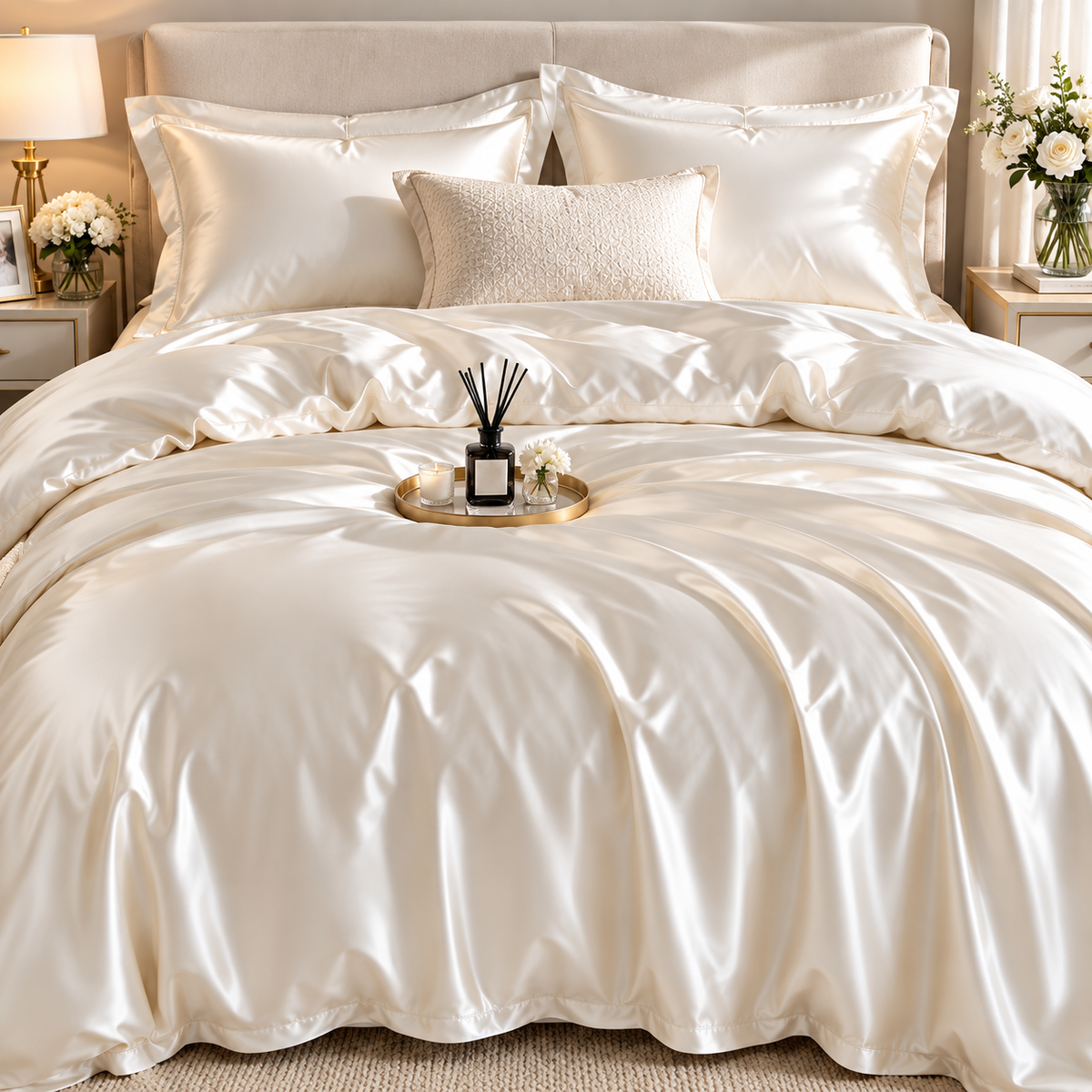 Champagne Ivory Solid Color Bedding Set